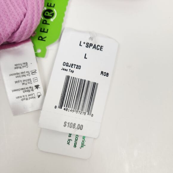 L*Space Jess Bikini Top in Rosebud Pink Ribbed Size Large NWT - Picture 5 of 6